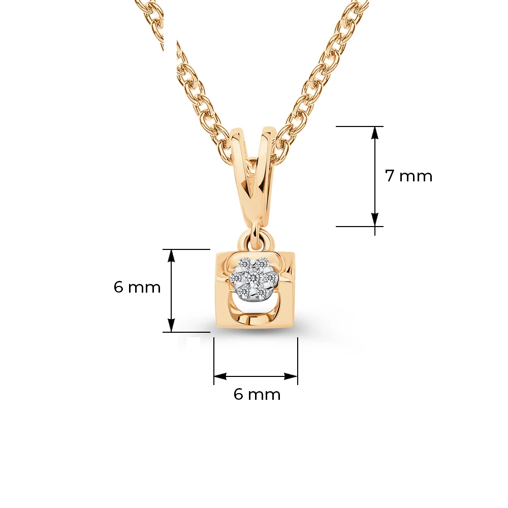 Подвес с бриллиантами из красного золота 585 пробы