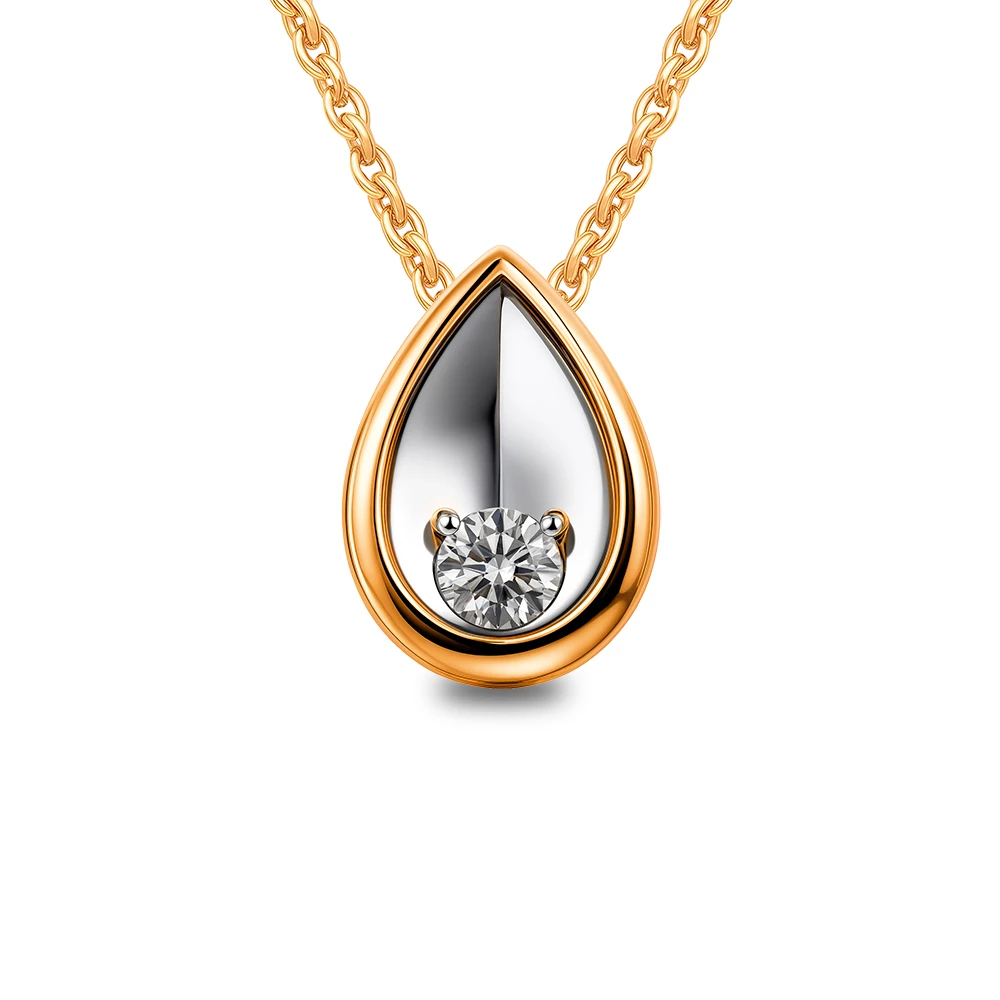 Подвес с бриллиантом из красного золота 585 пробы