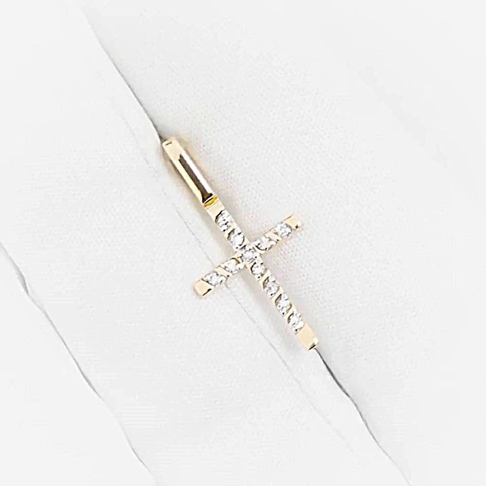 Крестик с бриллиантами из красного золота 585 пробы