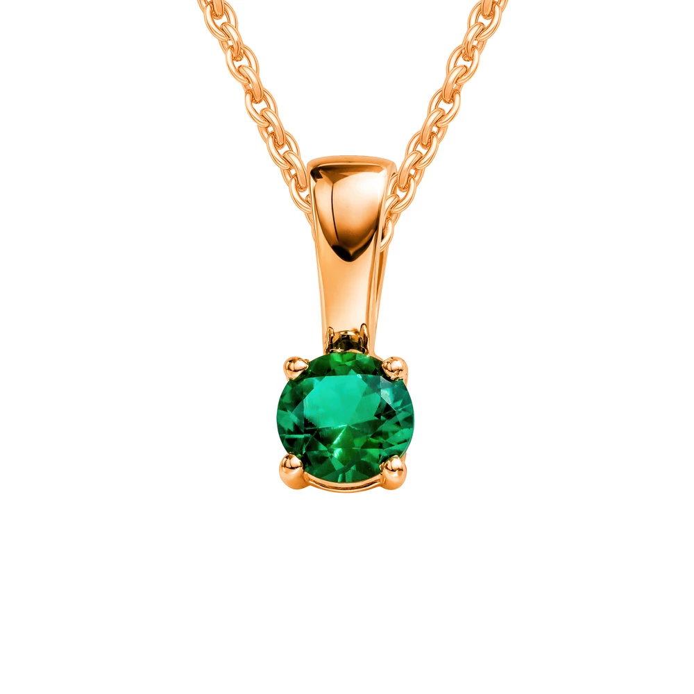 Подвес с изумрудом синтетическим из красного золота 585 пробы Подвес с изумрудом синтетическим из красного золота 585 пробы