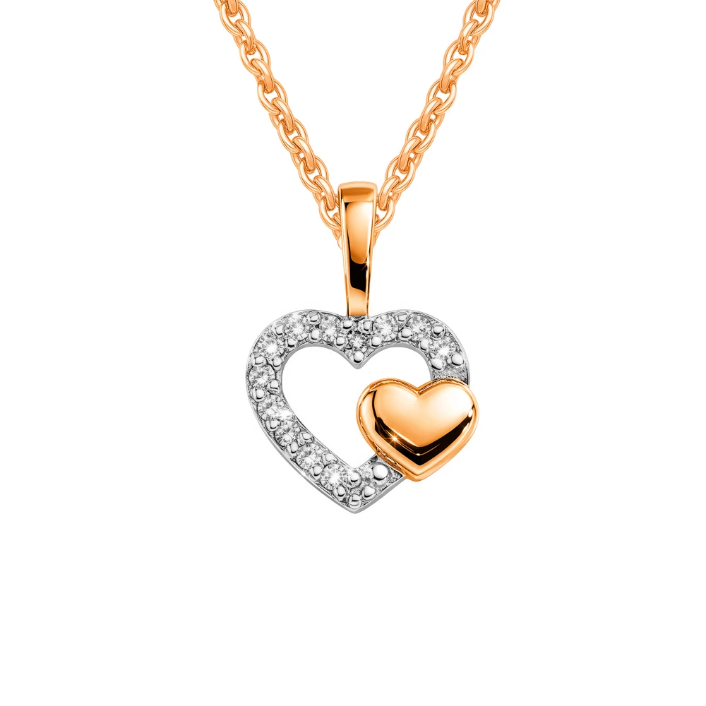 Подвес с бриллиантами из красного золота 375 пробы