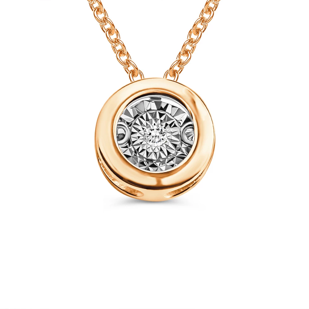 Подвес с бриллиантом из красного золота 585 пробы