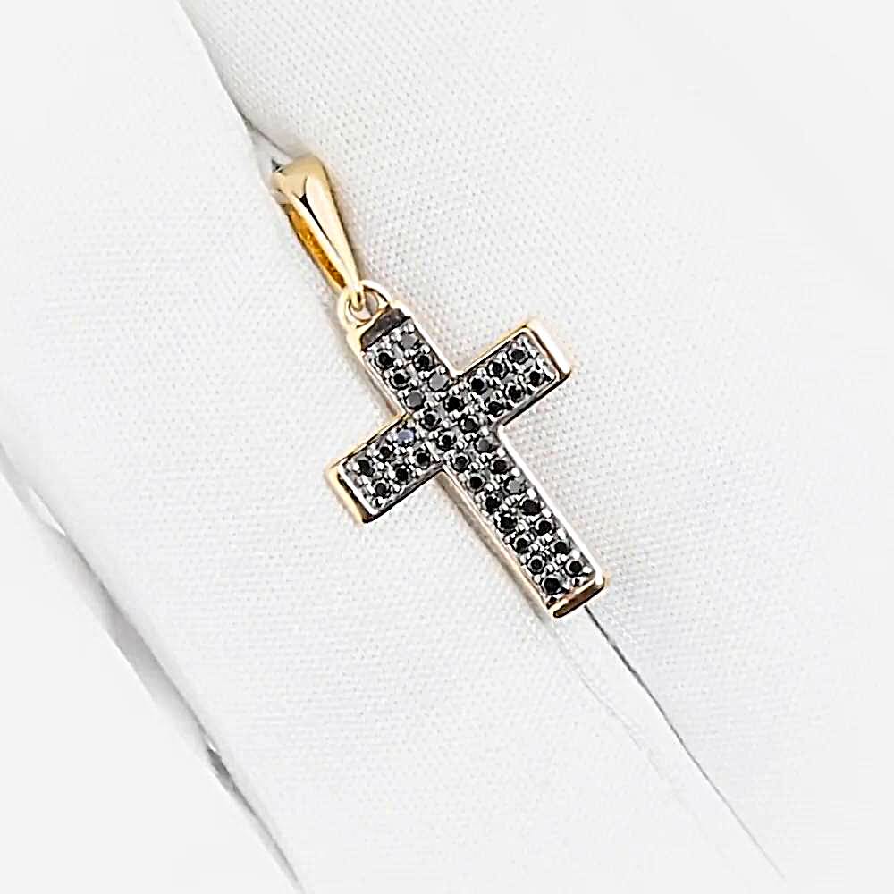 Крестик с бриллиантами из красного золота 585 пробы Крестик с бриллиантами из красного золота 585 пробы