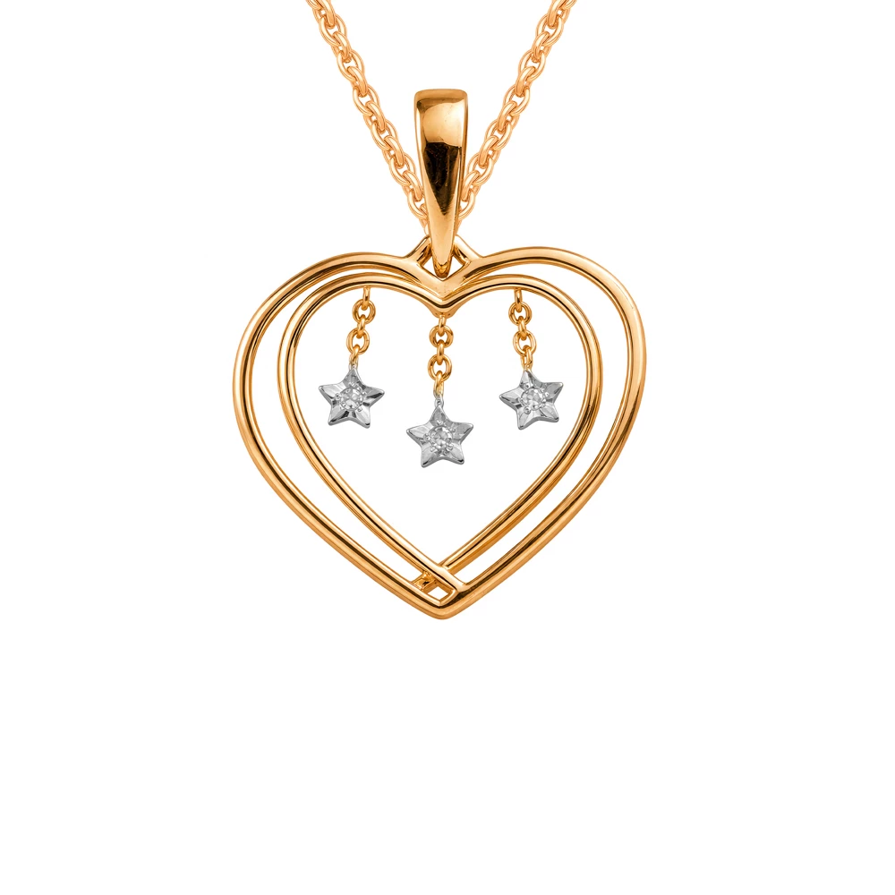 Подвес с бриллиантами из красного золота 585 пробы