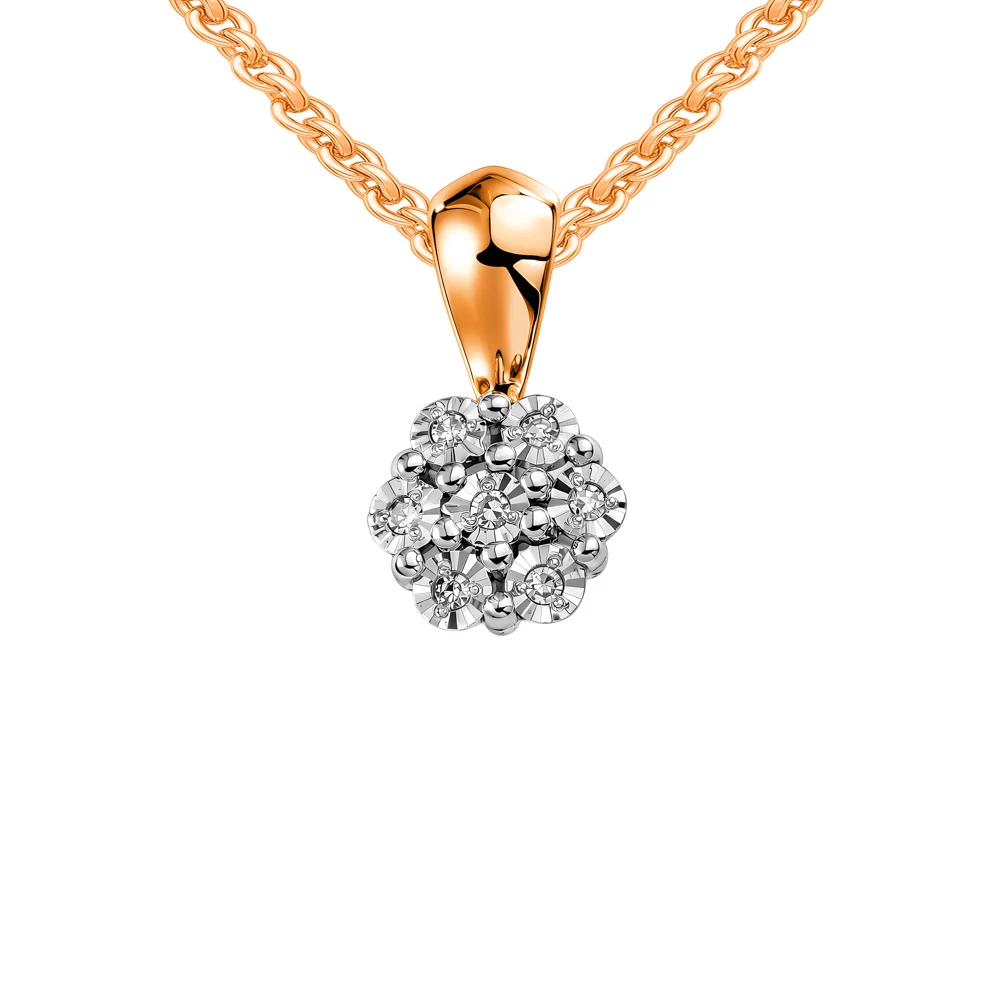 Подвес с бриллиантами из красного золота 585 пробы