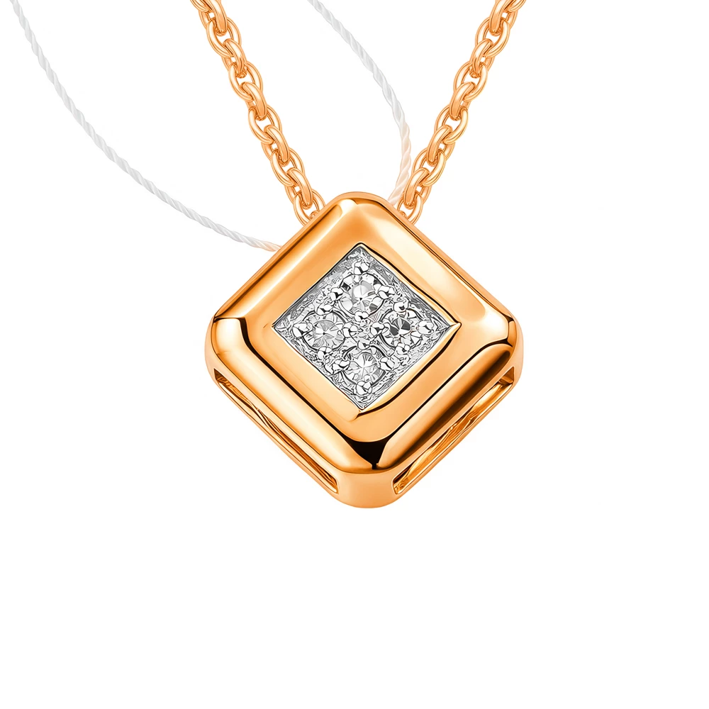 Подвес с бриллиантами из красного золота 585 пробы