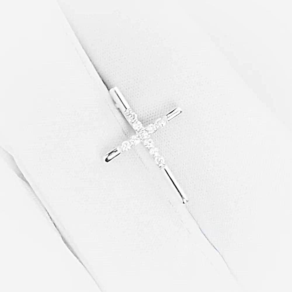 Крестик с бриллиантами из белого золота 585 пробы