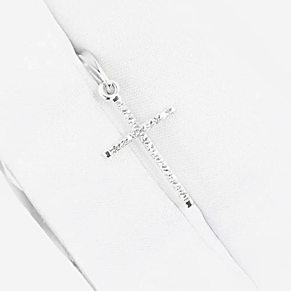 Крестик с бриллиантами из белого золота 585 пробы 1