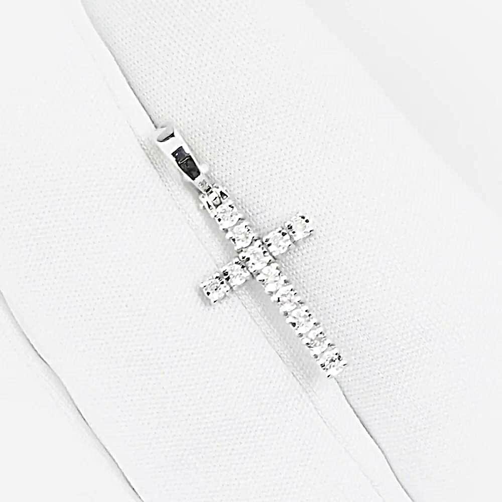 Крестик с бриллиантами из белого золота 585 пробы