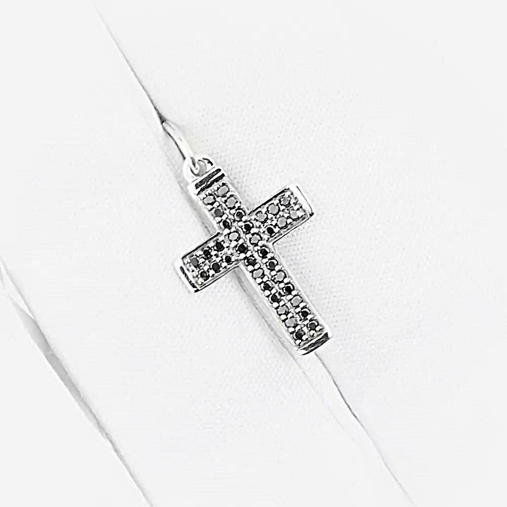 Крестик с бриллиантами из белого золота 585 пробы