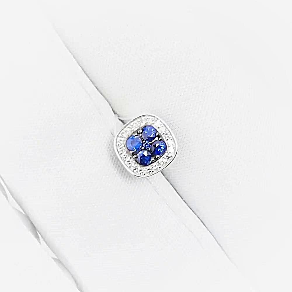 Подвес с сапфирами и бриллиантами из белого золота 585 пробы