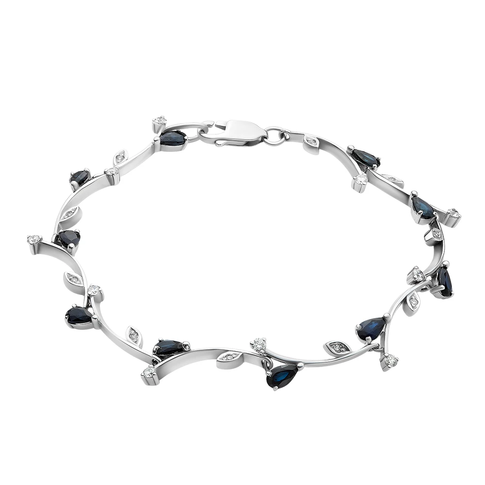 Браслет с сапфиром и бриллиантами из белого золота 585 пробы 1