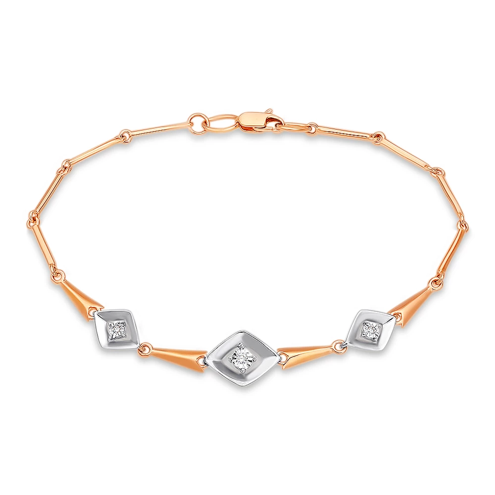 Браслет с бриллиантами из красного золота 585 пробы