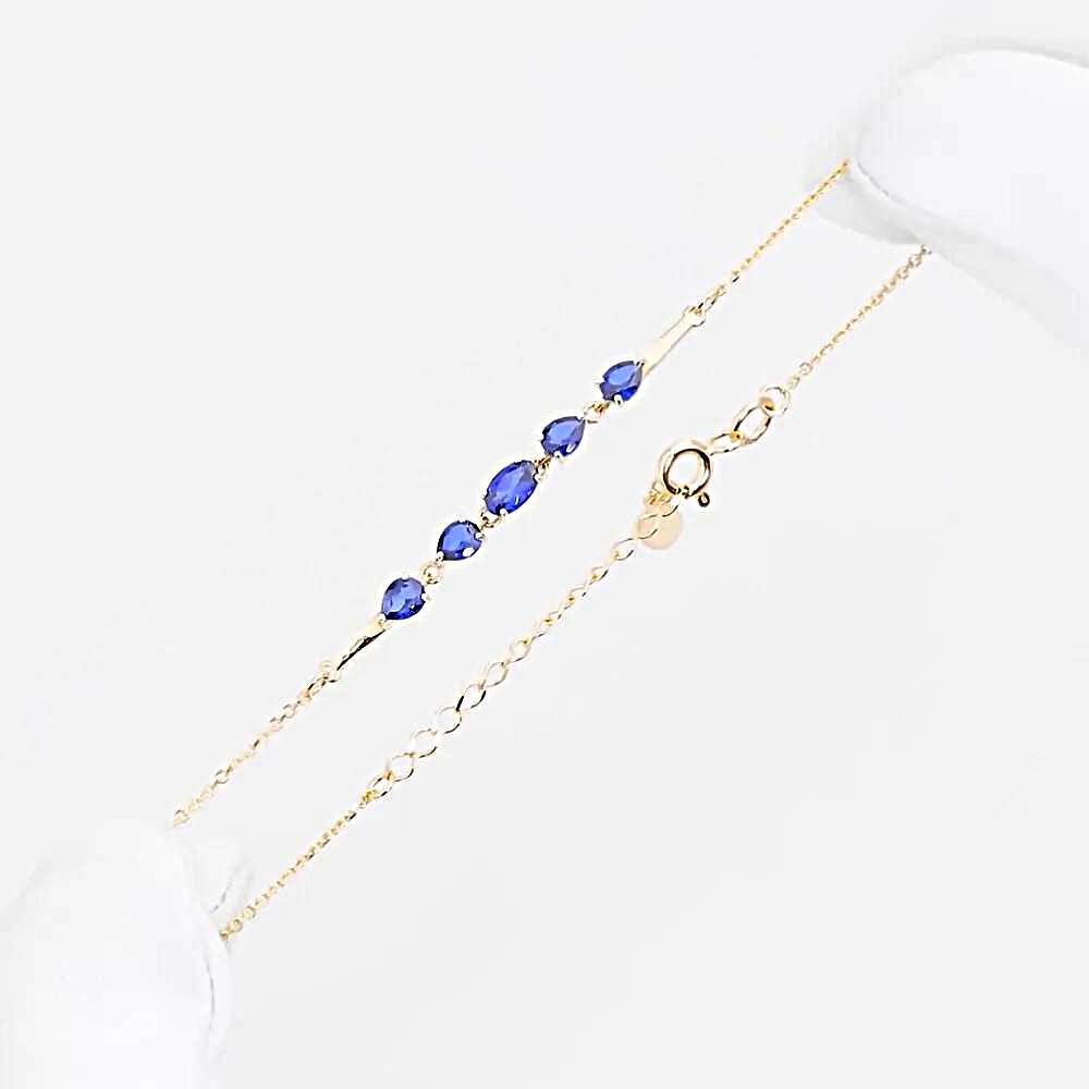 Браслет с сапфирами синтетическими из красного золота 585 пробы