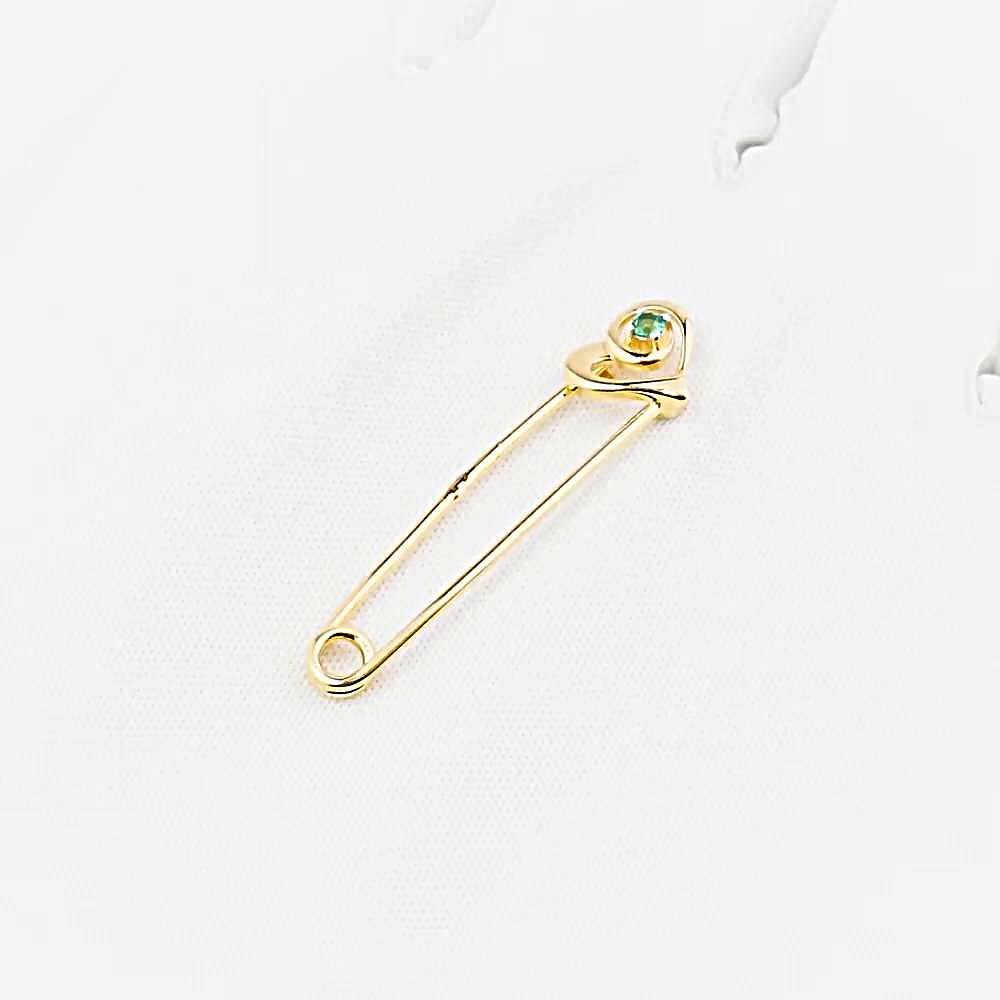 Булавка с гидротермальным изумрудом из красного золота 585 пробы 1