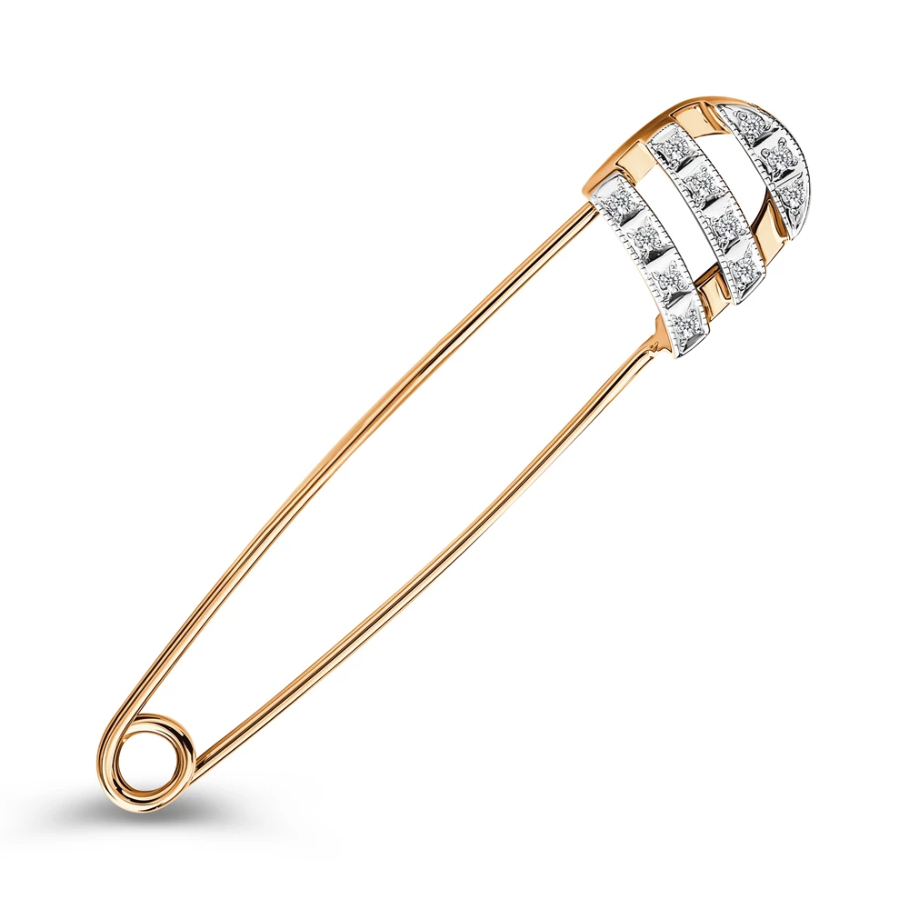 Булавка с бриллиантами из красного золота 585 пробы 2