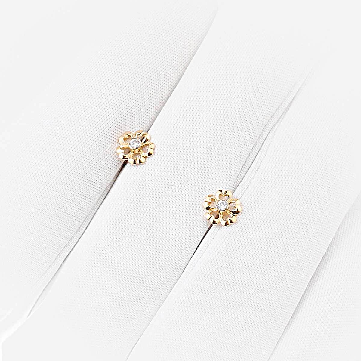 Серьги с фианитами из красного золота 585 пробы 1