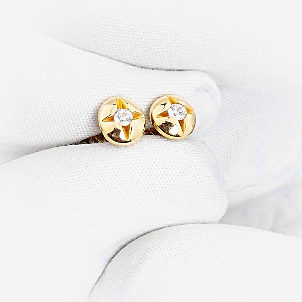 Серьги с фианитами из красного золота 585 пробы 1