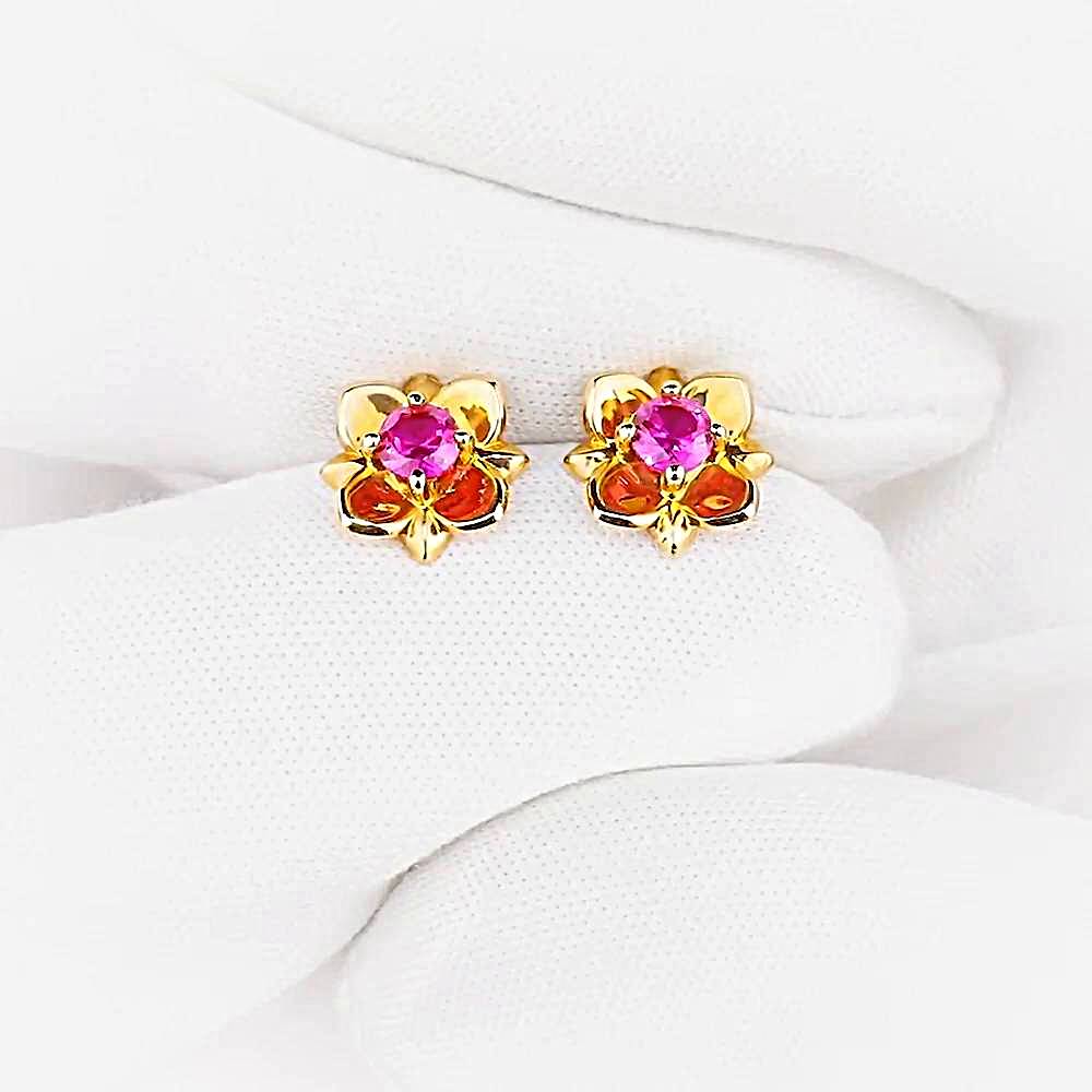 Серьги с рубинами синтетическими из красного золота 375 пробы 1