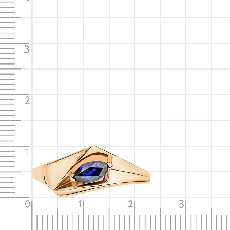 Кольцо с сапфиром синтетическим из красного золота 375 пробы 2