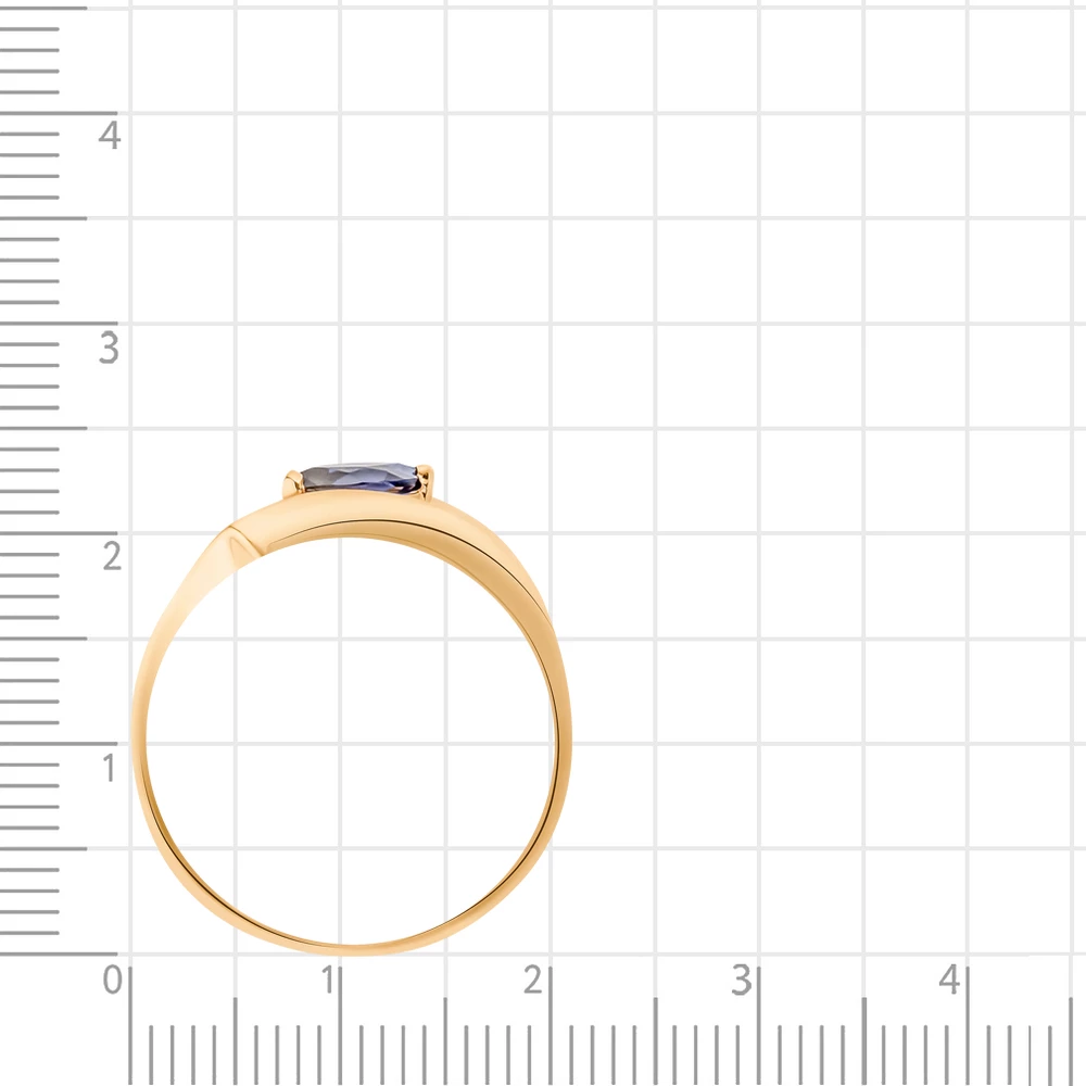 Кольцо с сапфиром синтетическим из красного золота 375 пробы 3