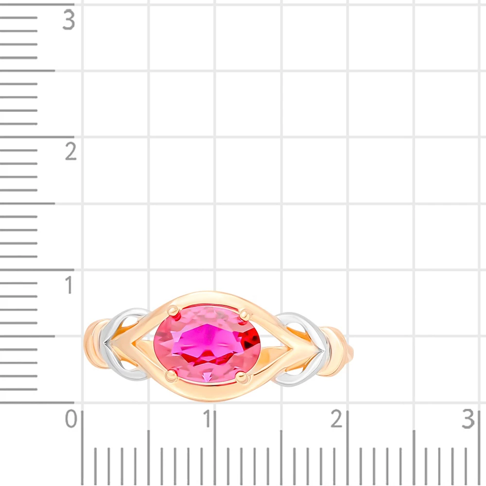 Кольцо с рубином синтетическим из красного золота 585 пробы 2
