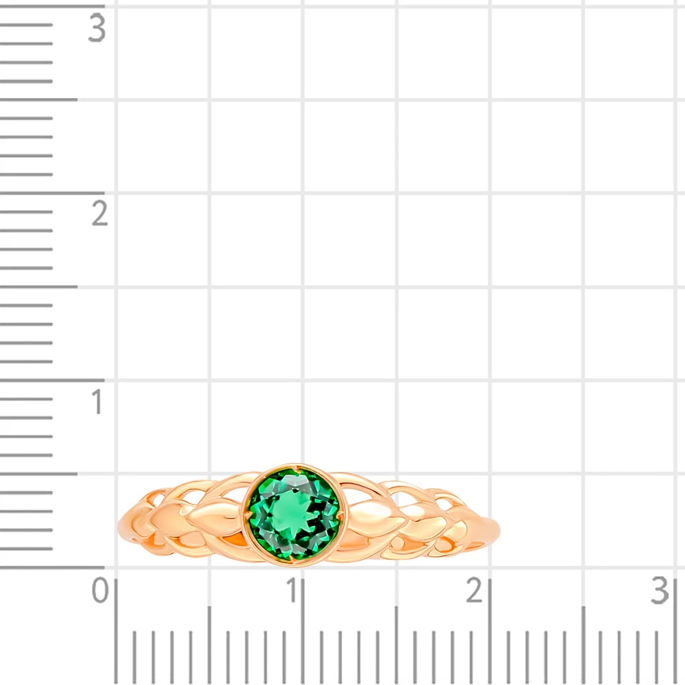 Кольцо с гидротермальным изумрудом из красного золота 585 пробы 2