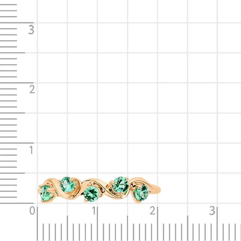 Кольцо с гидротермальными изумрудами из красного золота 585 пробы 3