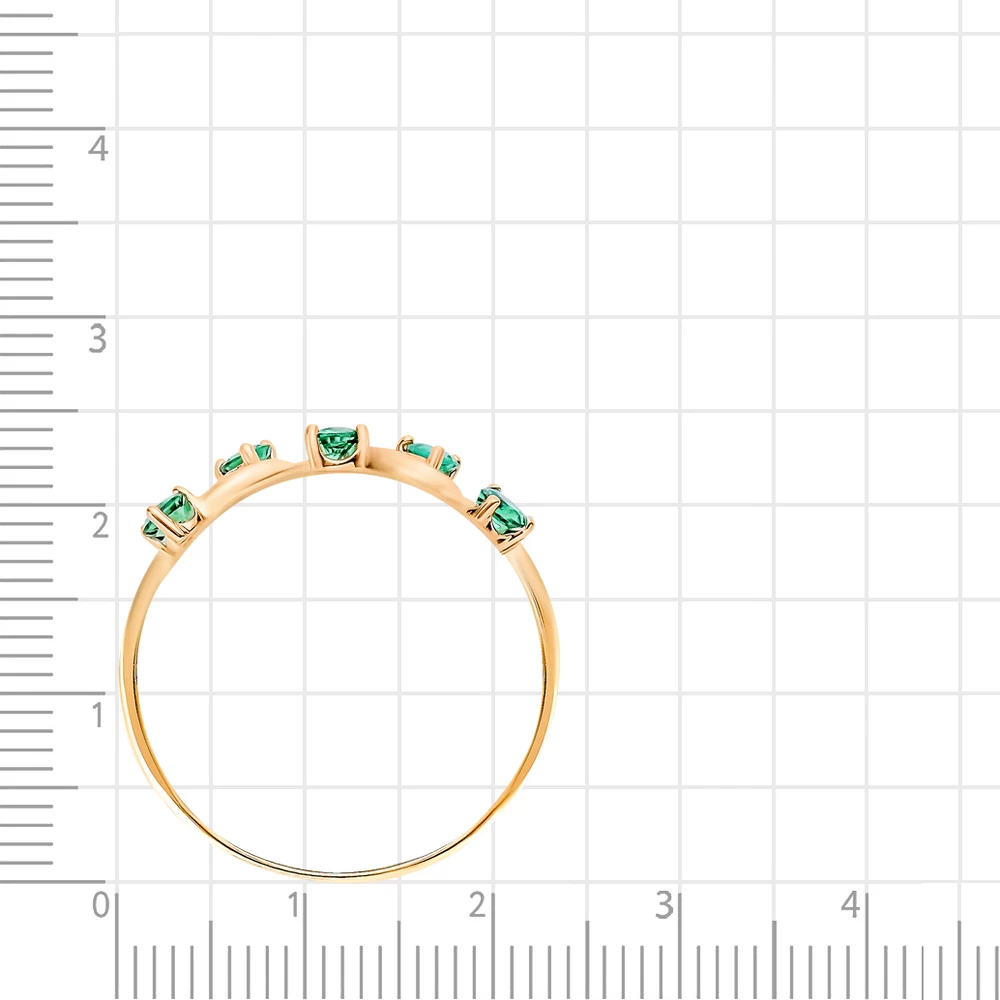 Кольцо с гидротермальными изумрудами из красного золота 585 пробы 2