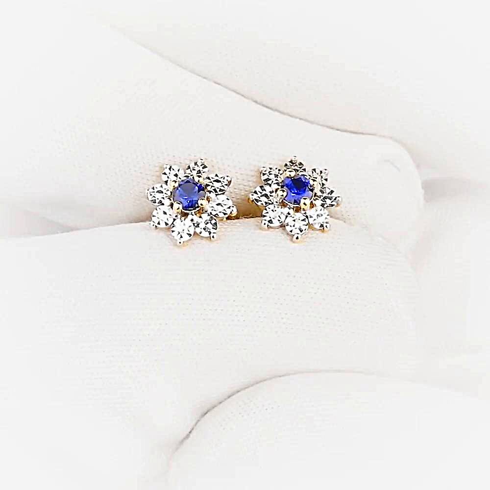 Серьги с сапфирами синтетическими из красного золота 585 пробы 1