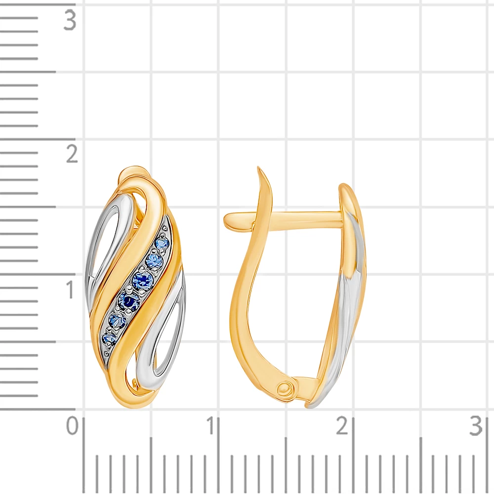 Серьги с сапфирами синтетическими из красного золота 375 пробы 2