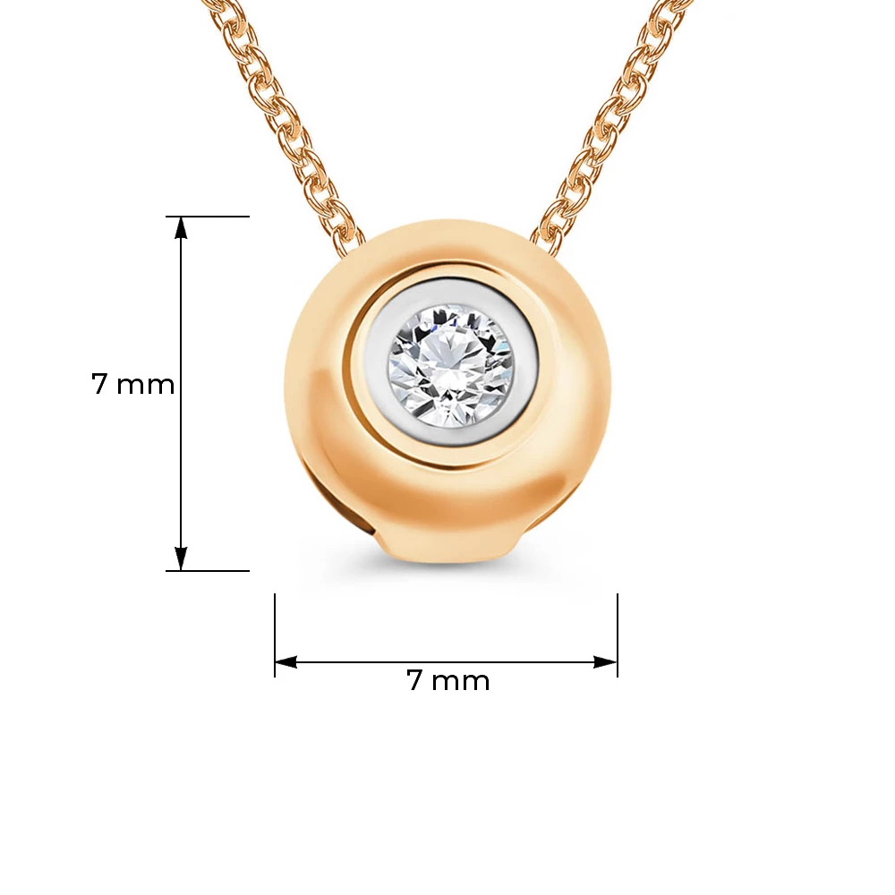 Подвес с бриллиантом из красного золота 585 пробы