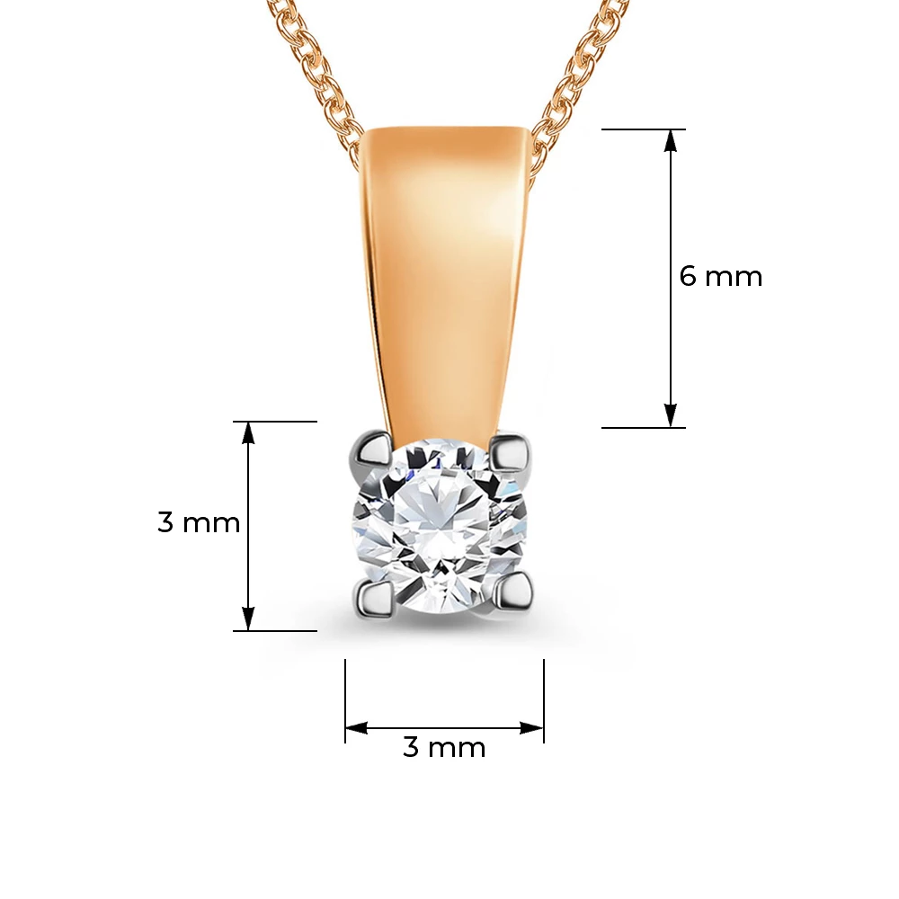 Подвес с бриллиантом из красного золота 585 пробы