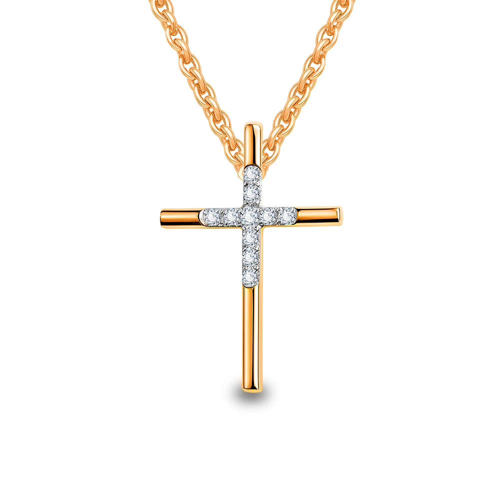 Подвес с бриллиантами из красного золота 585 пробы