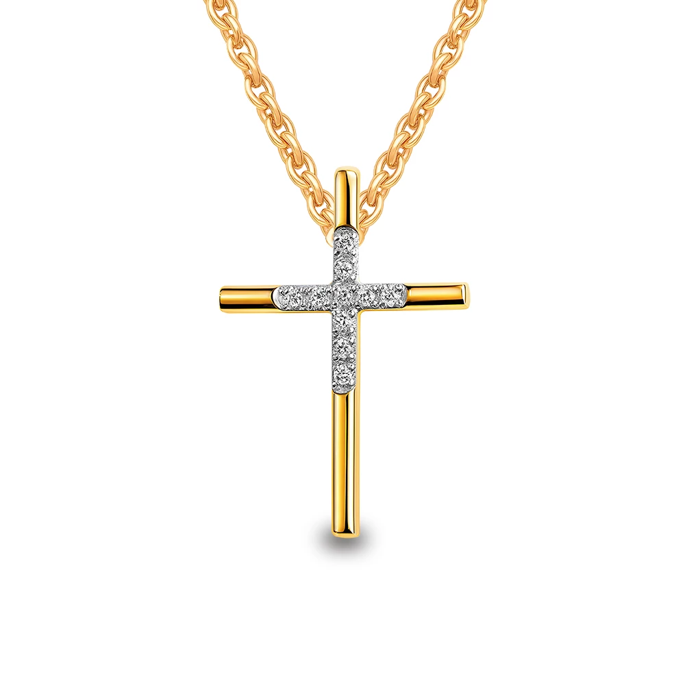 Подвес с бриллиантами из красного золота 585 пробы