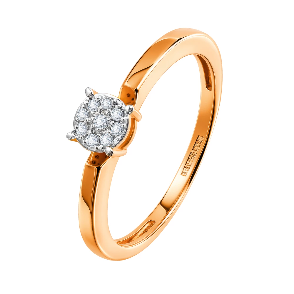 Кольцо с бриллиантами из красного золота 585 пробы Кольцо с бриллиантами из красного золота 585 пробы