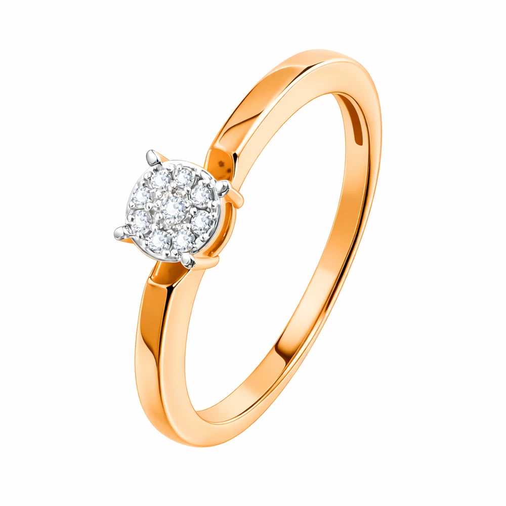 Кольцо с бриллиантами из красного золота 585 пробы