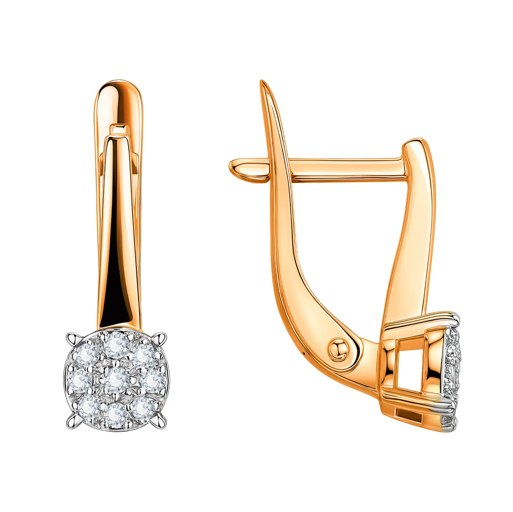 Серьги с бриллиантами из красного золота 585 пробы Серьги с бриллиантами из красного золота 585 пробы