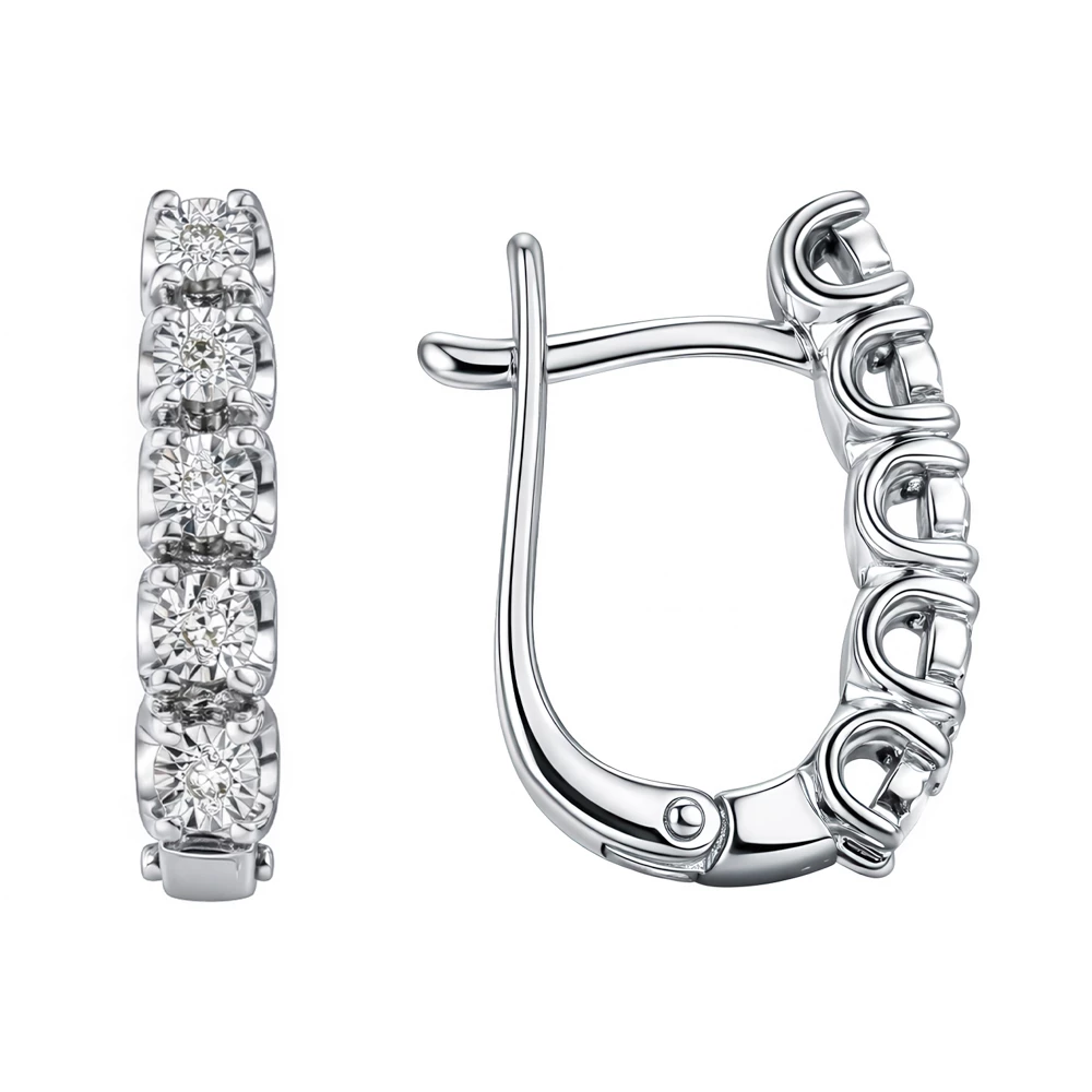 Серьги с бриллиантами из белого золота 585 пробы