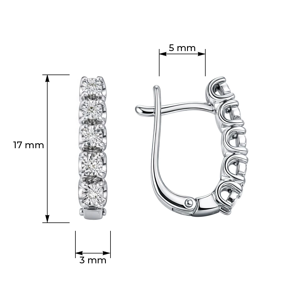 Серьги с бриллиантами из белого золота 585 пробы