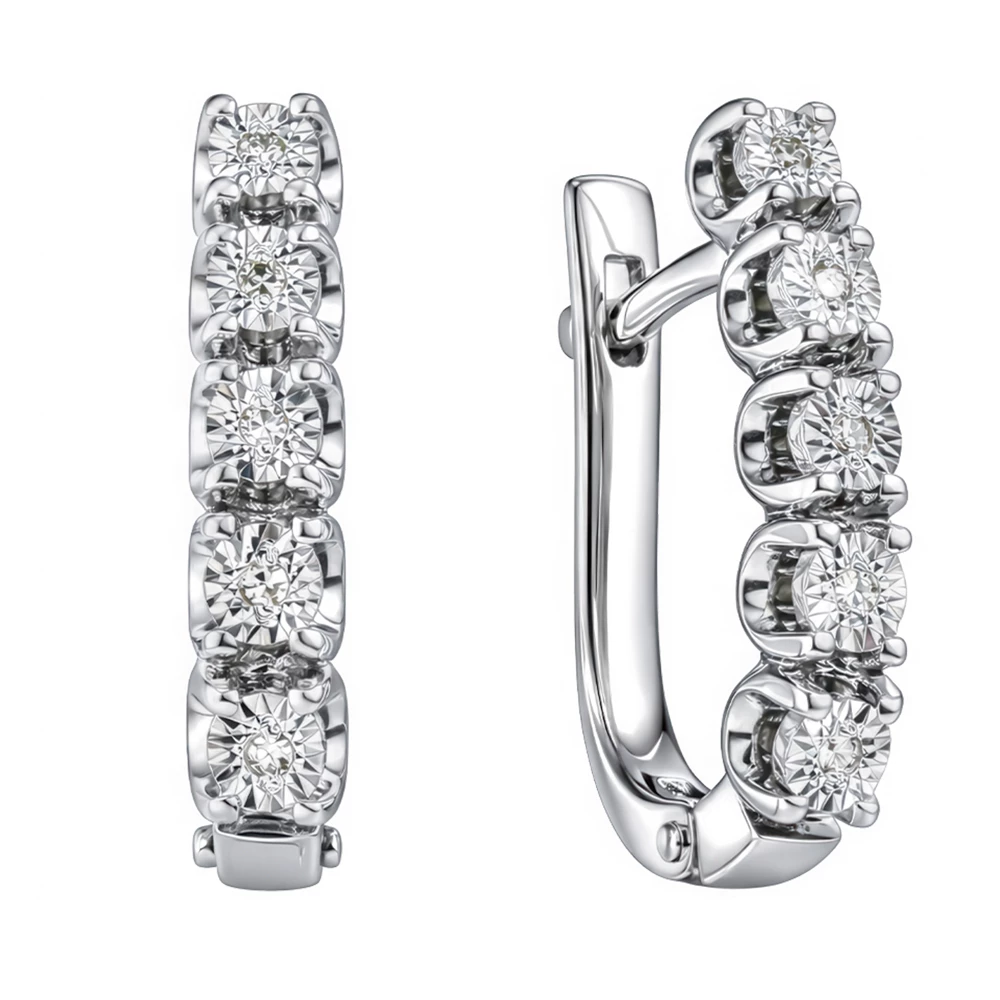 Серьги с бриллиантами из белого золота 585 пробы