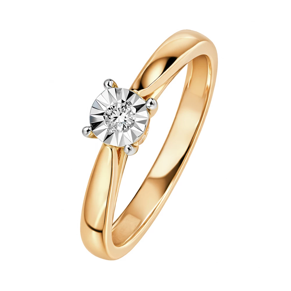 Кольцо с бриллиантами из красного золота 585 пробы