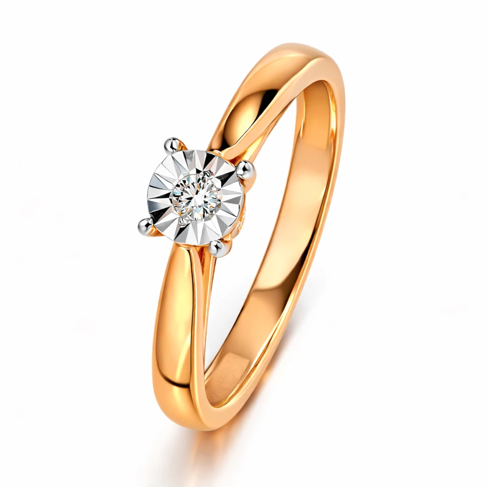 Кольцо с бриллиантами из красного золота 585 пробы