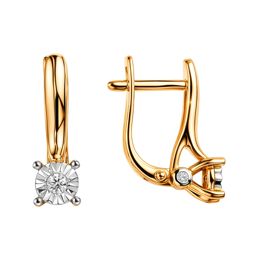 Серьги с бриллиантами из красного золота 585 пробы