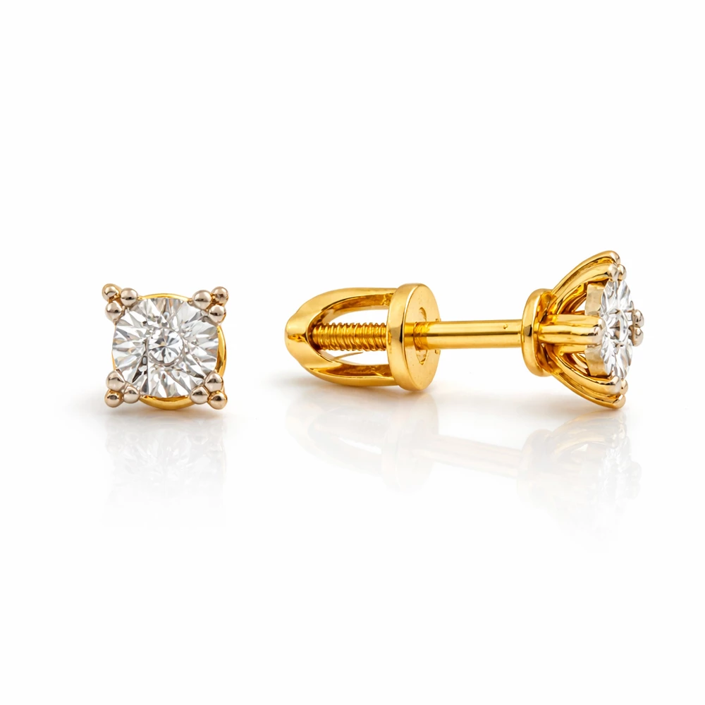 Серьги с бриллиантами из красного золота 585 пробы