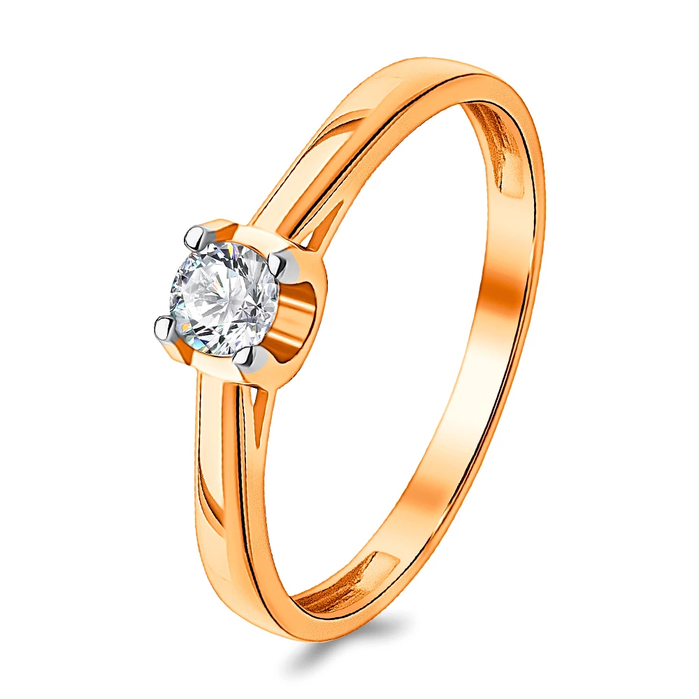 Кольцо с бриллиантом из красного золота 585 пробы