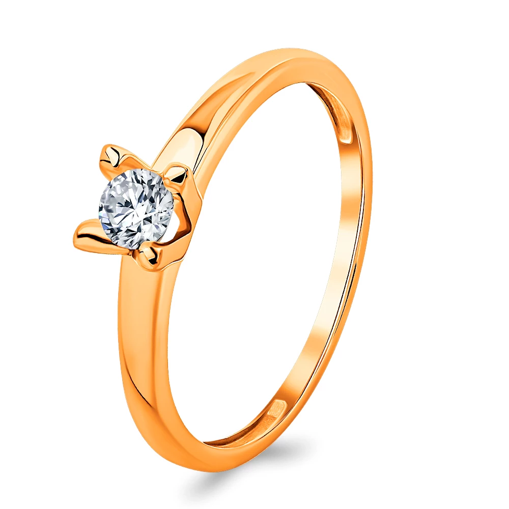 Кольцо с бриллиантом из красного золота 585 пробы