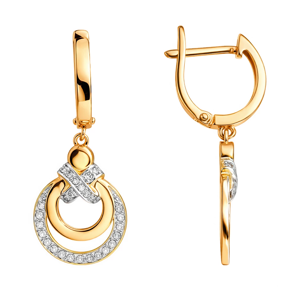 Серьги с бриллиантами из красного золота 585 пробы