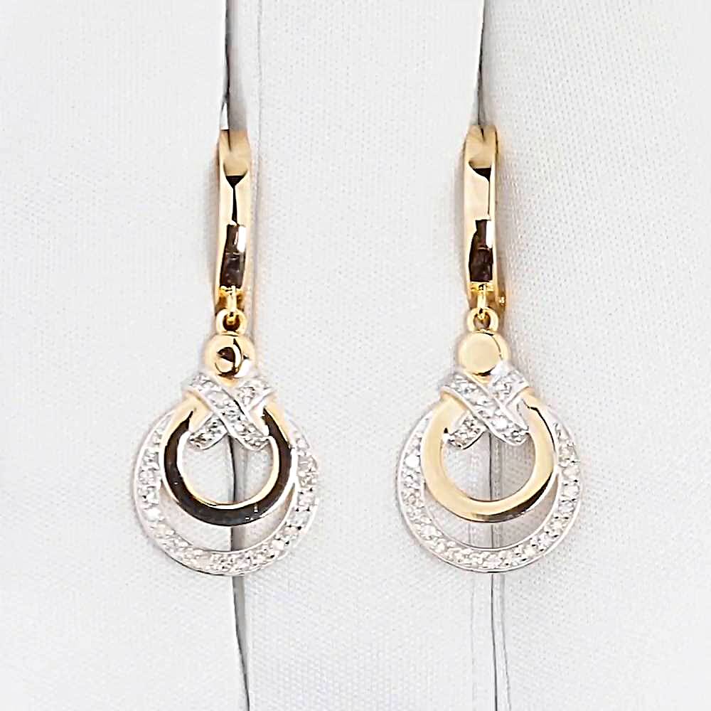 Серьги с бриллиантами из красного золота 585 пробы