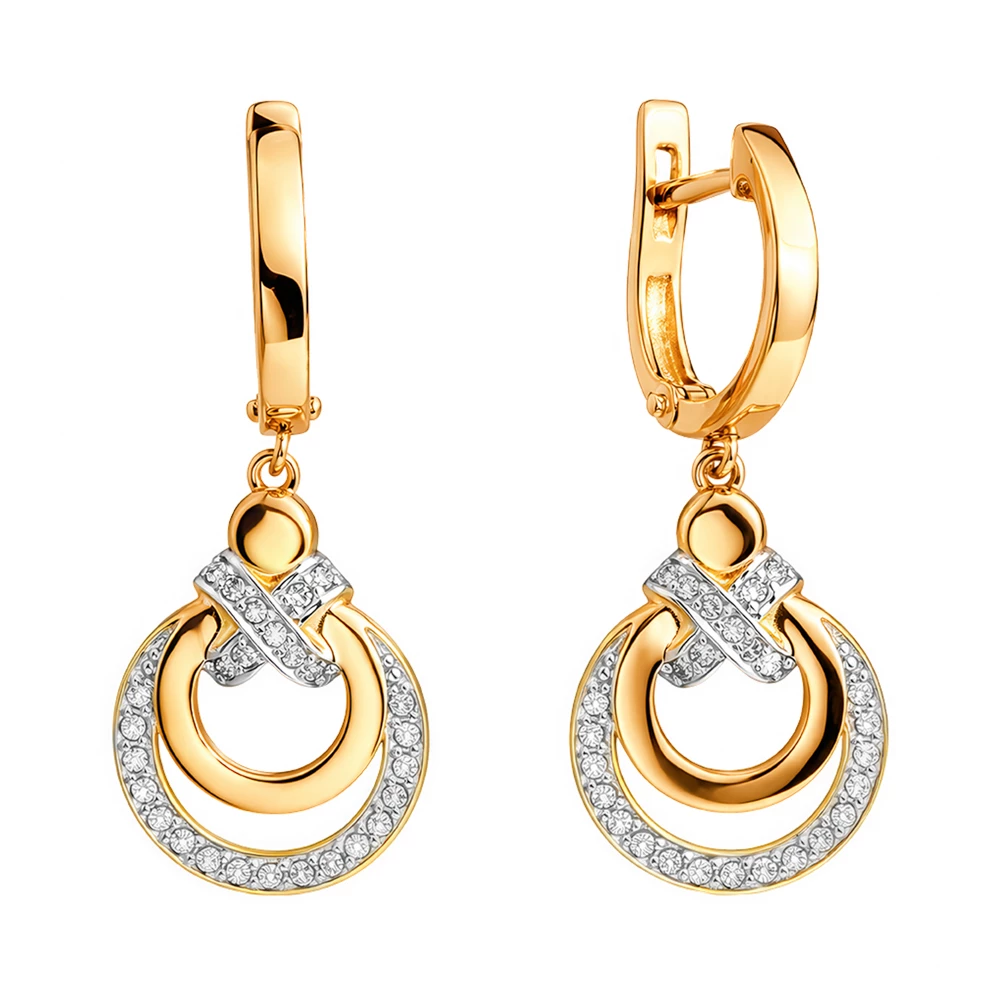 Серьги с бриллиантами из красного золота 585 пробы